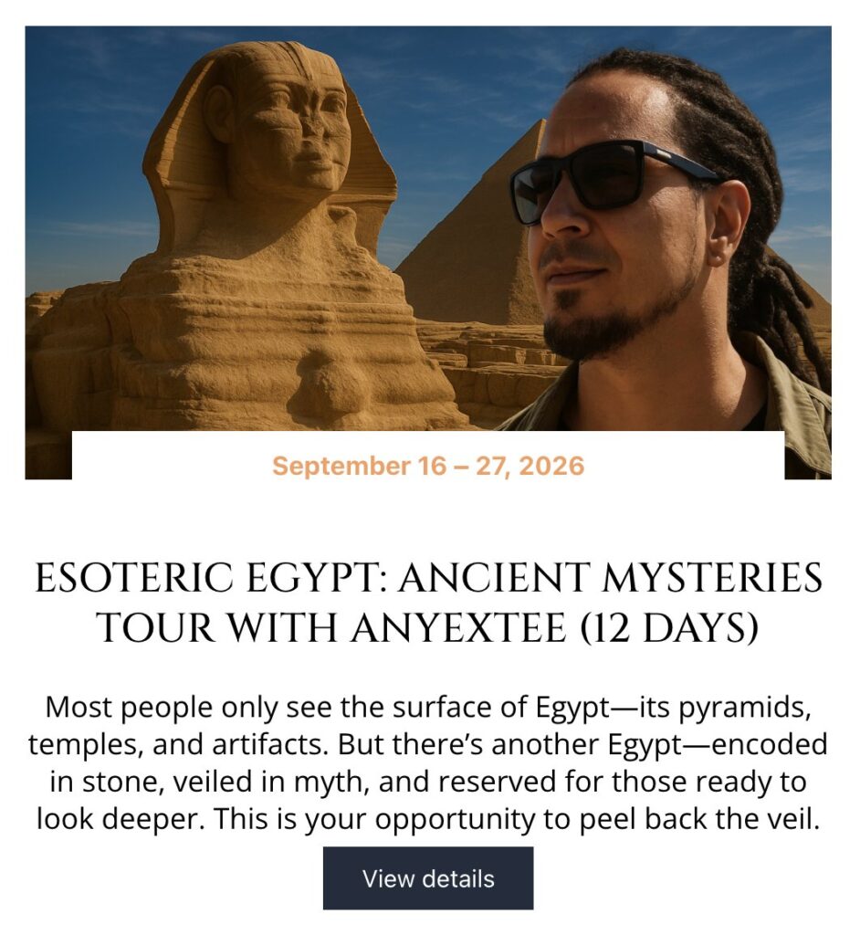 2026 Egypt Tour flyer with Anyextee pyramids and sphinx