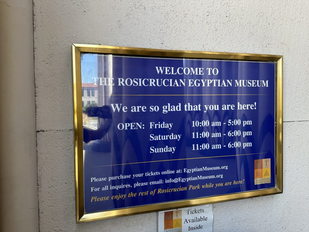 Rosicrucian Museum hours of operation