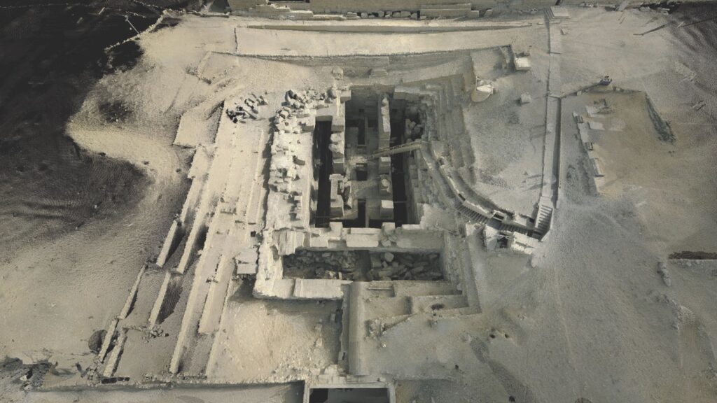 The sunken megalithic structure of the Osireion hidden behind Seti I's temple at Abydos