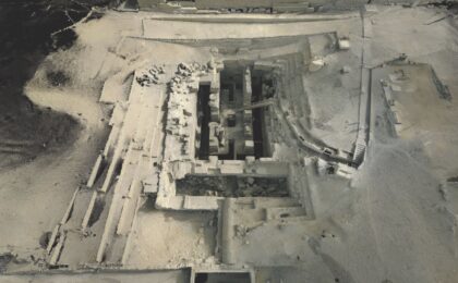 The sunken megalithic structure of the Osireion hidden behind Seti I's temple at Abydos